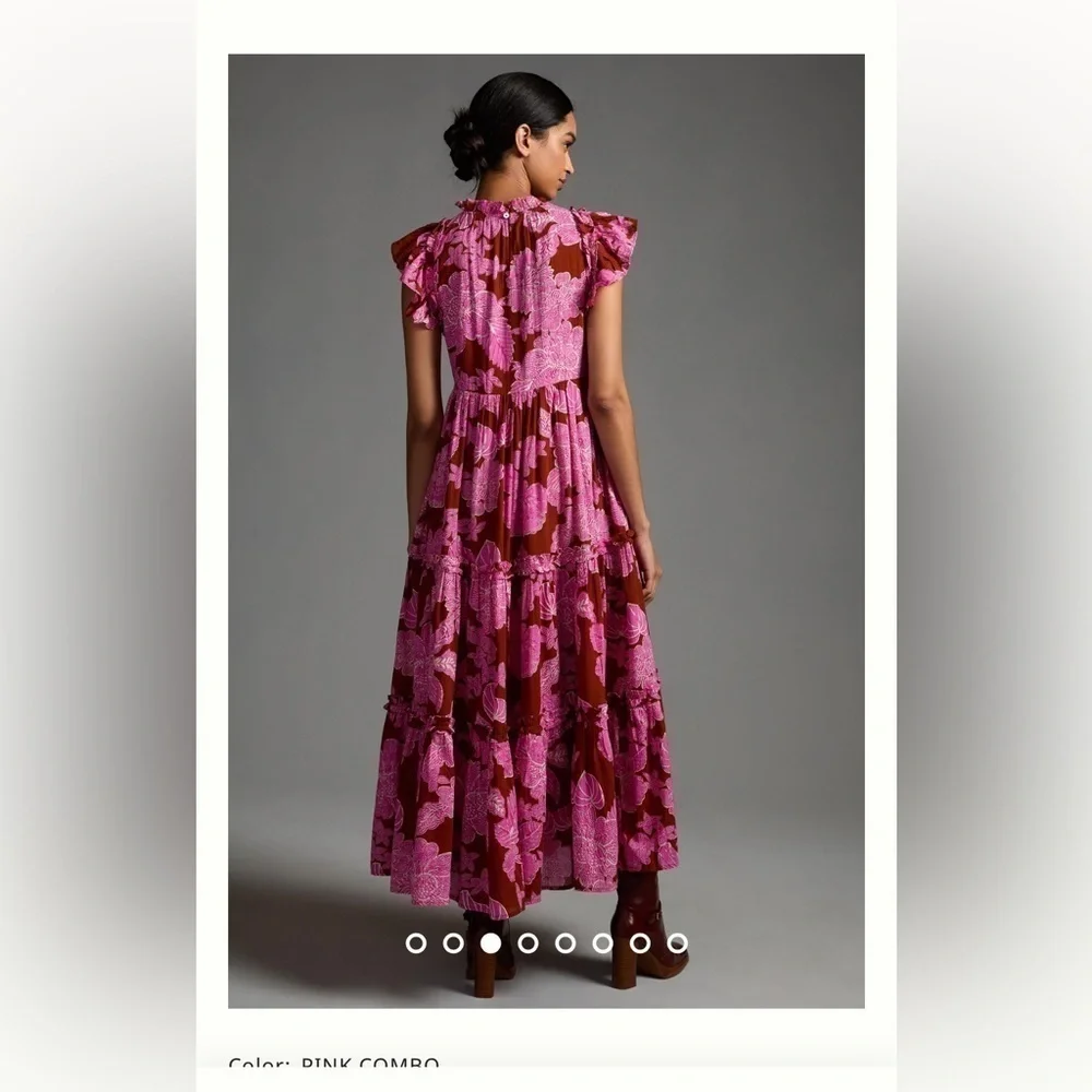 Anthropologie Love the Label tiered pink ruffle pink Dress sz XXS - Picture 3 of 9
